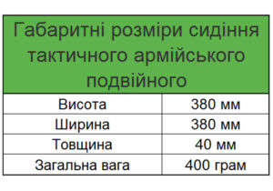 таблиця розмірів сидіння тактичного армійського подвійного СТРОПЕКСПЕРТ